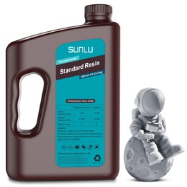 SUNLU 3000g Standard Resin for 3D Printer, Fast-Curing Photopolymer Resin for LCD/DLP/SLA Printers, 395-405nm UV, Low Shrinkage and High Precision, 3KG Grey