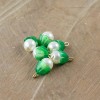 Vintage Pearl Drops with Green Scalloped Bead Caps Japan drp018
