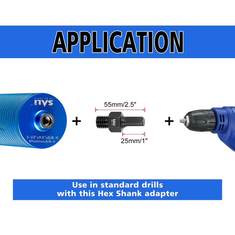 SALI 2PCS Core Drill Bit Adapter 5/8"-11 Thread Male to