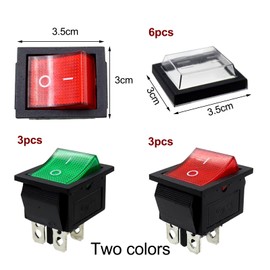 ZHIQIN Pack of 6 Rocker Switch Rocker Switch Illuminated AC 250 V 16 A 125 V 20 A Device Switch with Waterproof Cover for Various Types of Electrical 4 Endpoints