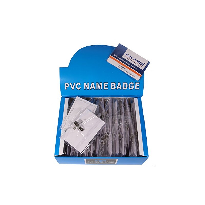 FALAMBI 100 x Name Badges / Card Holders with Insert