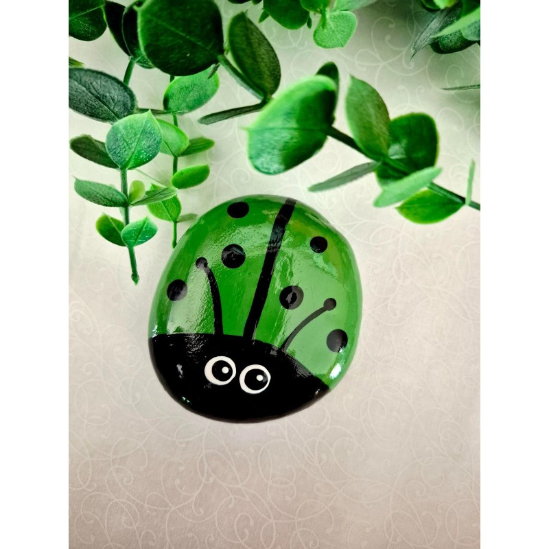 Lady Bug Rock, Get Well Gift, Ladybug Rock, Green Painted