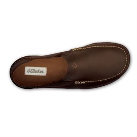 OLUKAI Moloa Men's Leather Slip On Shoes, Waxed Nubuck Leather & Soft Moisture-Wicking Lining, Drop-in Heel & All Weather Rubber Soles, Dk Wood/Dk Java, 11.5