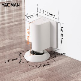 Magnetic Door Stopper Floor Mount, No Drilling Adhesive Door Holder, Retractable Magnetic Door Stop, Keep Door Open, Windproof Door Catch for Home, Pet and Renters, White 1 Pack