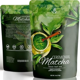 Gardenika Matcha en polvo de grado ceremonial, orgánico, kosher, auténtico japonés. Ideal para hornear, preparar café con leche y batidos. 113 g (4...