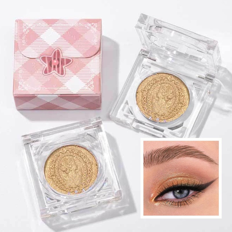 Glitter Gold Eyeshadow Palette, Single Champagne Eye Shadow Cream, Pearlescent