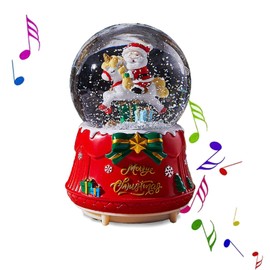 Christmas Revolve Snow Globe，Santa Claus Decorative Light，6 Inch Musical Snow Globe with Music and Color Changing Lights for Daughter Girls Girlfriend Women Son (Santa Claus Unicorn)
