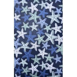 Generic Starfish Collage in The Deep Blue Sea Vinyl Tablecloth (60 inches Round), Blue, Green, White, Green