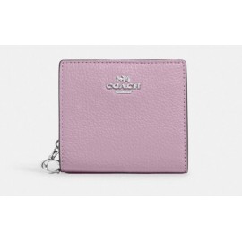 Coach Women’s Snap Bifold Wallet In Pebbled Leather Ice Purple/Silver C2862