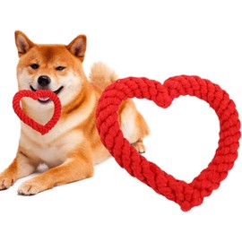 GANPUB 1Pc Red Dog Chew Toy Creative Heart Shaped Pet Chew Toy Puppy Teething Toys Cottor Ropes Chew Toy Bite-Resistant Fun Training Teething Toy for Cat Dog Puppy Pet Supplies, Dogs