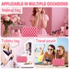 ZLFSRQ 6Pcs Checkered Makeup Bag for Women Pink Medium Travel