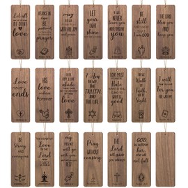 40 Pieces Religious Bookmarks Vintage Wooden Christian Bookmarks Inspirational Religious Gifts Baptism Bible Verses Gifts for Women Men Book Lovers Supplies, 5.12 x 1.77 Inches