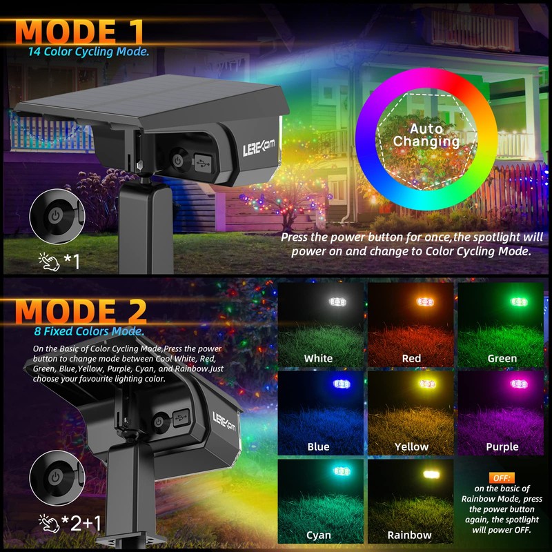 Solar Outdoor Lights,40 LEDs Color Changing RGB Solar Landscape Path