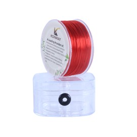 KONMAY 1 Rolls 0.8mm Flat Stretchy Bracelet Strings with Organizing Case, 90 Yards Red Crystal Elastic Thread Cord for Jewelry Bracelets Making and Beading