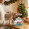 Butterfly Floral Enamel Tea Kettle, 2.5L Stovetop Teapot with Porcelain