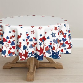 Horaldaily 4th of July Tablecloth 70×70 Inch Round, Veterans Day Decorations Table Cloth Patriotic Soldier Table Cover Patriotic Party Supplies for Home Dining Room Kitchen