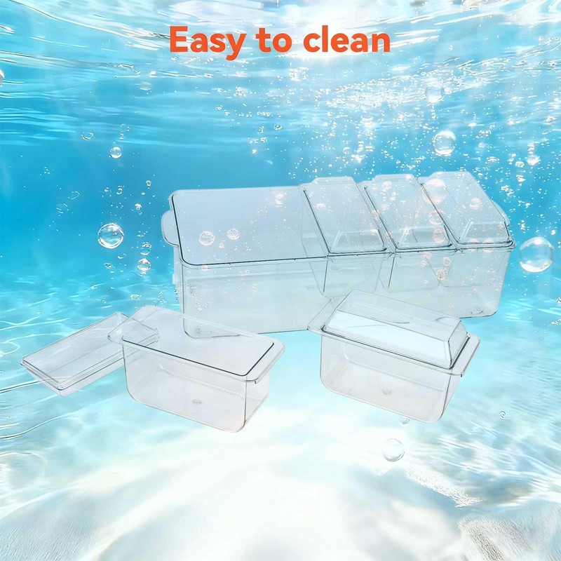 Large Ice Chilled Condiment Caddy，Chilled Condiment Containers Server with Lids