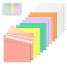 ‎SYMDROMIA Transparent Sticky Notes, 3"x3" Clear Sticky Notes, Post Translucent Sticky Notes with See Through Self-Adhesive Sticky Pads for Office School College Supplies, 800 Sheets Soft Macron