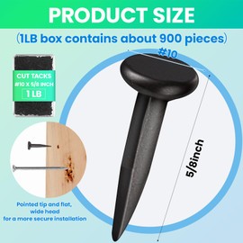 Therwen 1lb Upholstery Carpet Tacks Bulk Black Furniture Tacks Box of Hardware Cut Nails for Wood Stairs Runners Shoe Hanging and Securing Charts Banners Calendars(#10 x 5/8 Inch)