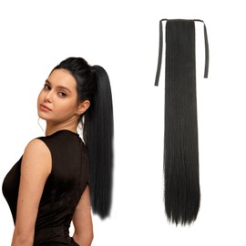 Traziewell Hair Extension Hair Accessories for Girls Ponytail Hair Extensions Straight Natural Black Ponytail Hair Extensions Long Synthetic Hair Piece for Women 2205-75