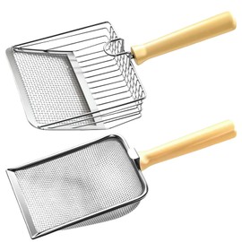 Cat Litter Scoop,Stainless Steel Mesh Litter Shovel,Metal Cat Poop Scoop,Comfortable Grip Poop Sifting Tool for Clumping Cat Litter Dog Rabbit Hamster Waste,Easy To Clean Reptile