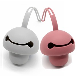 Pacifier Holder case,2pcs Silicone Portable Pacifier Pouch,BPA-Free(Grey+Rose Pink)