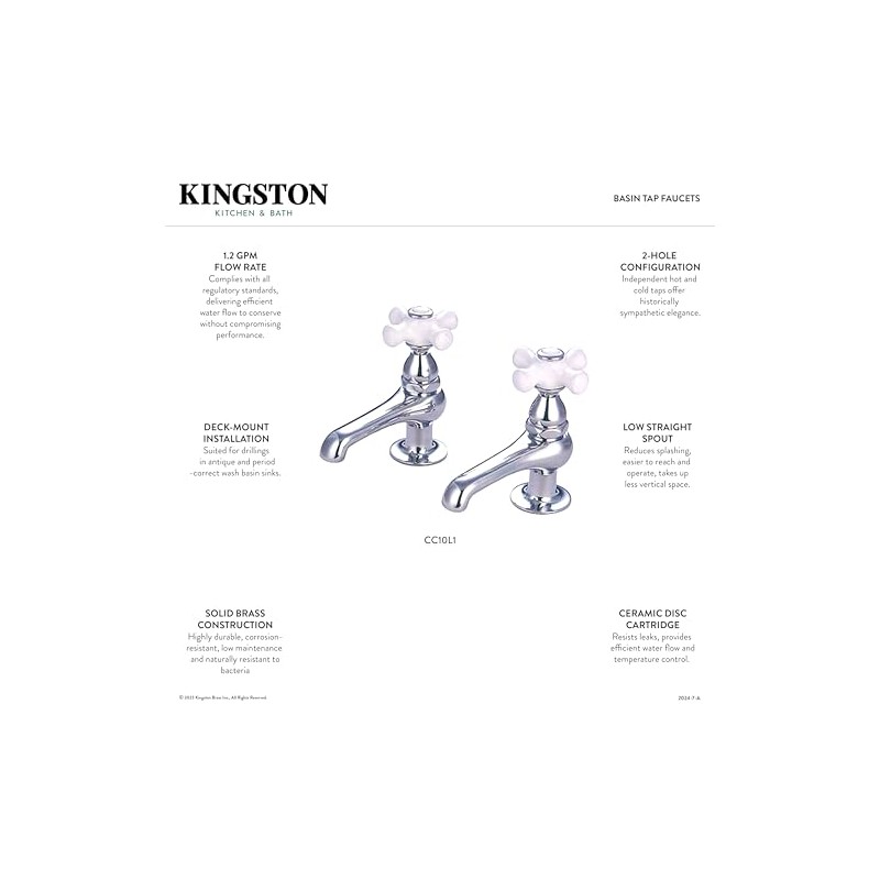 Kingston Brass CC10L1 Vintage Basin Tap Faucet, Polished Chrome