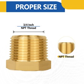 10PACK GUOFIS Brass Pipe Fitting Plug,3/4" NPT Male Hex Plug/End Cap