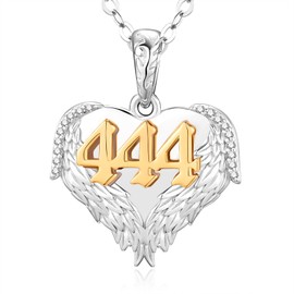 TANGPOET 444 Necklace for Women 925 Sterling Silver Angel Number Necklace Heart Pendant Jewelry Gifts for Birthday Mothers Day Christmas with 18"+2" Chain