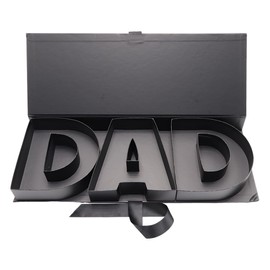 Kafucize Empty Father's Day DAD Letter Shaped Gift Box, Empty Decorative Storage Container for Father's Day Grand Father(Black DAD)