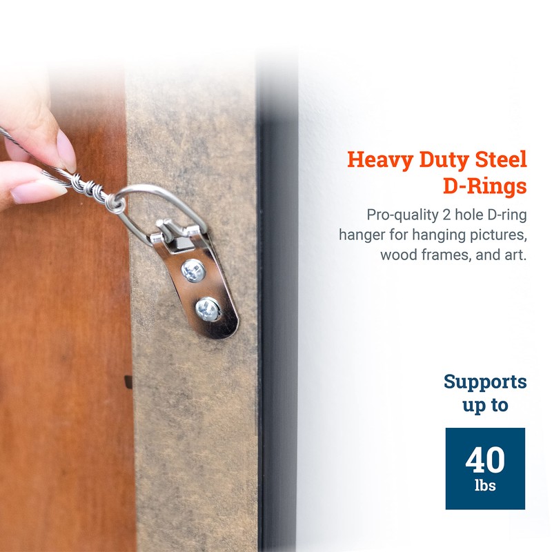 PHS Heavy Duty D Ring Picture Hangers - 100 Pack