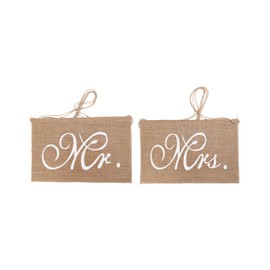 Mr & Mrs Sign Chair Wedding Bride Groom Chair Sign Set Jute Vintage Rustic Party Decoration Hessian Marry Wedding Decor Ceremony Celebration