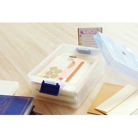 Sanko Plastic Storage Case, Vest Box, Width 6.6 x Depth 9.7 x Height 4.6 inches (16.7 x 24.7 x 11.8 cm), Clear Blue