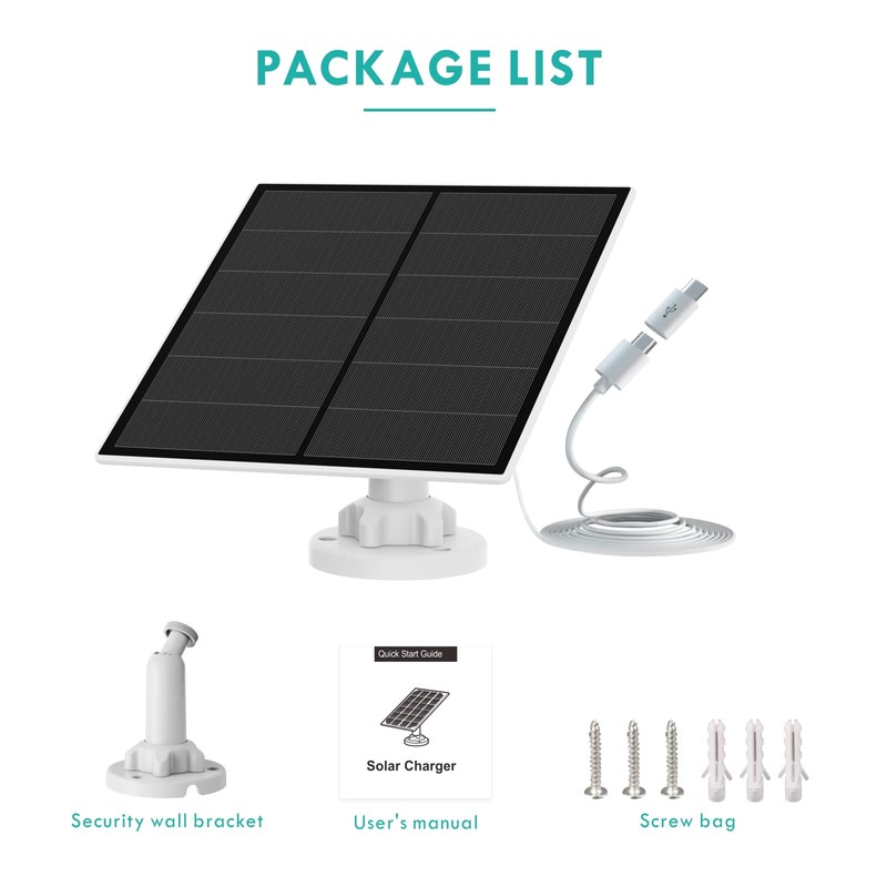 5W Solar Panel for Security Camera Outdoor, 5V USB Solar