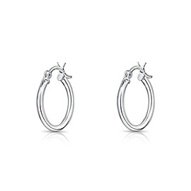 DTPSilver - 925 Sterling Silver Medium size Hinge Hoops/Sleepers/Creole Earrings - Thickness 1.5 mm - Diameter 18 mm