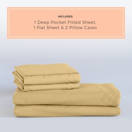 PeachSkinSheets Harvest Gold Sheet Set - 1500tc Level of Softness - Extra Soft Cooling Sheets for Hot Sleepers and Night Sweats - Queen Size
