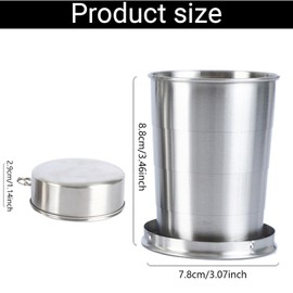 Pack of 2 Stainless Steel Folding Cups, Outdoor Travel Folding Cup, Retractable Collapsible Cup, Reusable Folding Cup, Stainless Steel Travel Folding Cup, for Travel, Picnic, Hiking Outdoors