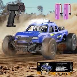 Ferngesteuertes Auto ab 3 4 5 Jahre, 15KM/H RC Auto mit Lichtern, 1/16 RC Truck mit 2 Akku 40Min Spielzeit, 2.4GHz Ferngesteuerter Monstertruck, Geschenk 3 4 5 6 Jahre Junge (Blau)