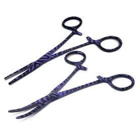 2 Pcs Pet Groomer Dog/Cat Hemostat Forceps 5.5" Hair Puller with STR + CRV Serrated Tips Ear Care Multipurpose Ratchet Locking Clamps Made of Stainless Steel Pulls Nose Furs, Paws Pink (Design #4)