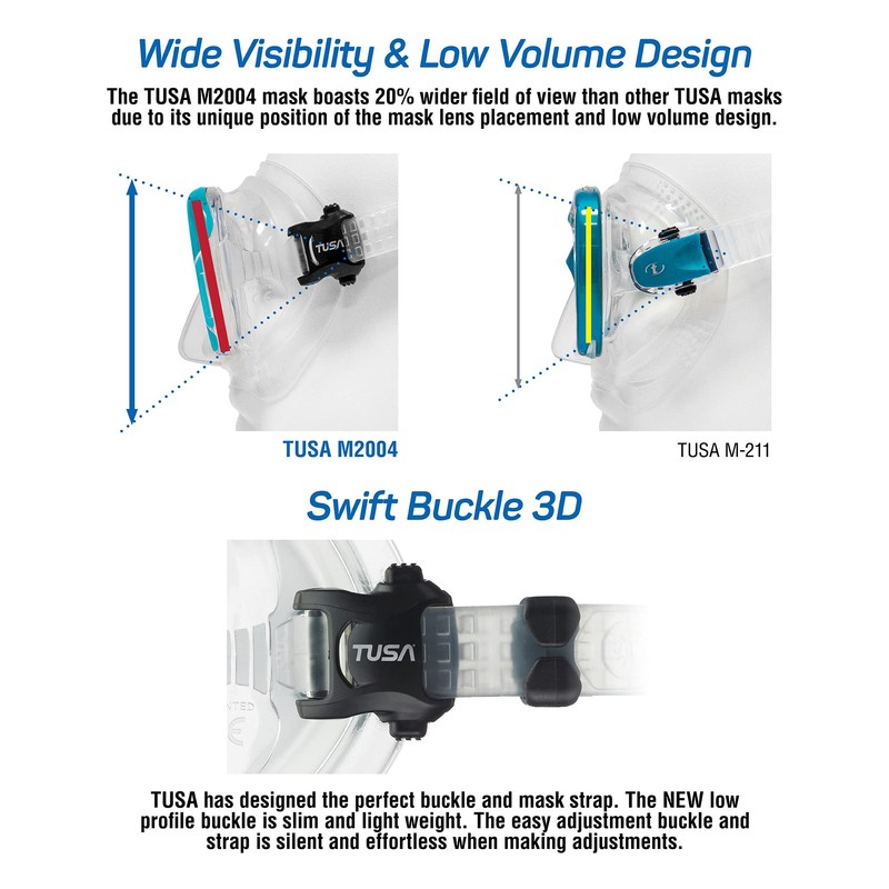 TUSA M-2004 Intega Scuba Diving Mask, Fishtail Blue