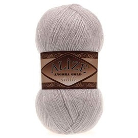 Alize Angora Gold Simli 5% Metallic - 20% Wool - 75% Acrylic Lot of 4skn Yarn Thread Crochet Lace Hand Knitting Turkish Yarn 400gr 2196 yds Color (168 - Winter White)