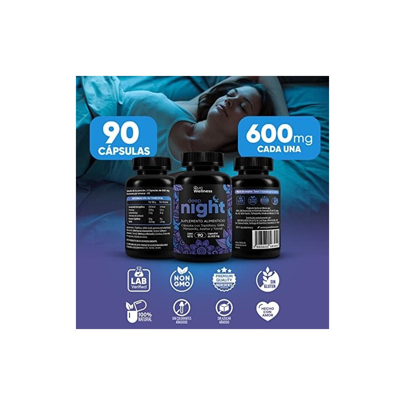 Deep Night Sueño Reparador, Profundo y de Calidad Ingredientes Triptófano,