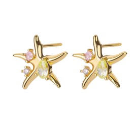 Gold Starfish Earrings for Women Summer Jewelry Seashell Stud Earrings Ocean Inspired Beach Accessories Trendy Jewelry Gifts