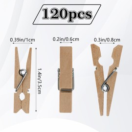 Clothes Pins Wooden Clothespins for Hanging 120pcs Mini ClothesPins for Photo Crafts Photo Clips Small Clothes-Pin Wooden Clips Clothespins for HangingClothes Line Drying Baby Shower