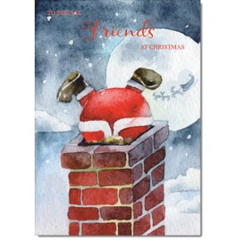 doodlecards Friends Christmas Card Santa Chimney Medium Size Christmas Card for Friends with Plain Envelope