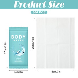 Treela 300 Pcs Bulk Deodorant Large Body Wipes Individually Wrapped Wet Wipes Travel Size for Adults Shower for Homeless Supplies Hygiene Personal Cleansing for Hiking Gym(7.09" X 9.84",Blue)