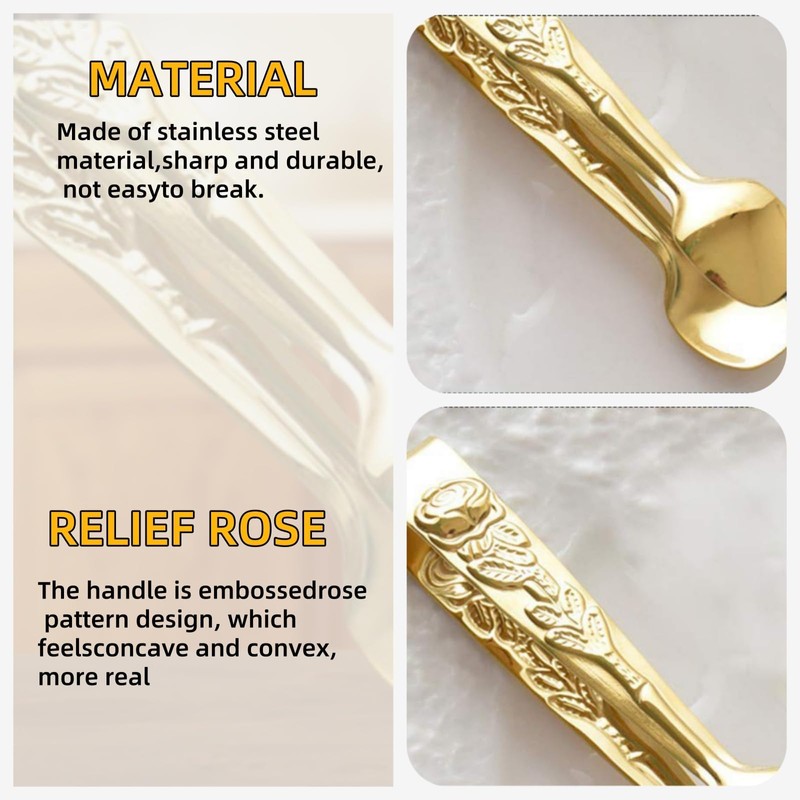 Mini Sugar Tongs, Stainless Steel Serving Tool - Rose Sugar