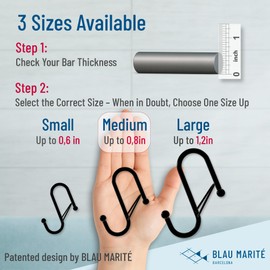 Blau Marité 10-Pack Metal S Hooks for Hanging – Heavy-Duty S-Shaped Hook with Safety Buckle – Fits Bars up to 0.8 In – Anti-Drop S-Hooks for Kitchen, Bathroom, Closet & Pot Racks – Gold (Medium)