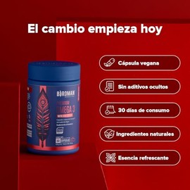 Birdman Omega 3 Vegano Premium | Ratio DHA:EPA 4:1 | a base de Algas | 100% Vegetal, Sin Contaminantes | Cápsula Vegana | 30 Porciones | 60 Cápsulas