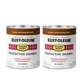 Rust-Oleum 7775502-2PK Stops Rust Brush On Paint, Quart, Gloss Leather Brown, 2 Pack